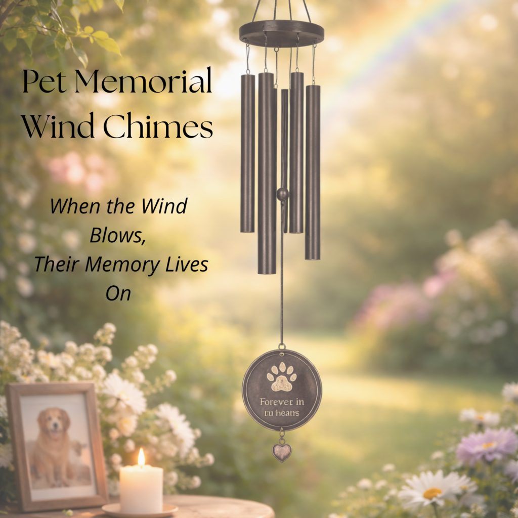 Pet memorial wind chimes garden tribute for a beloved pet