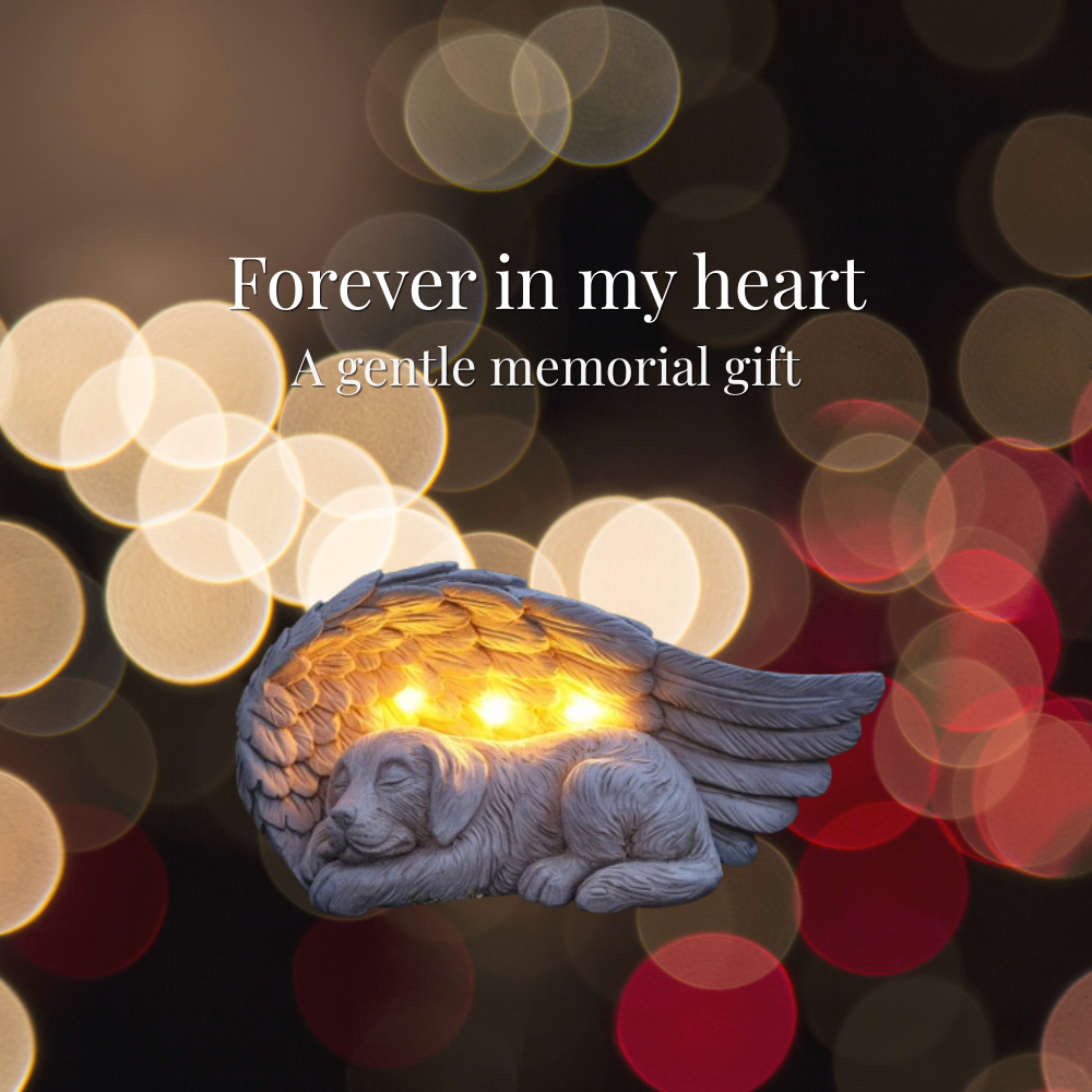 solar angel dog memorial light garden statue