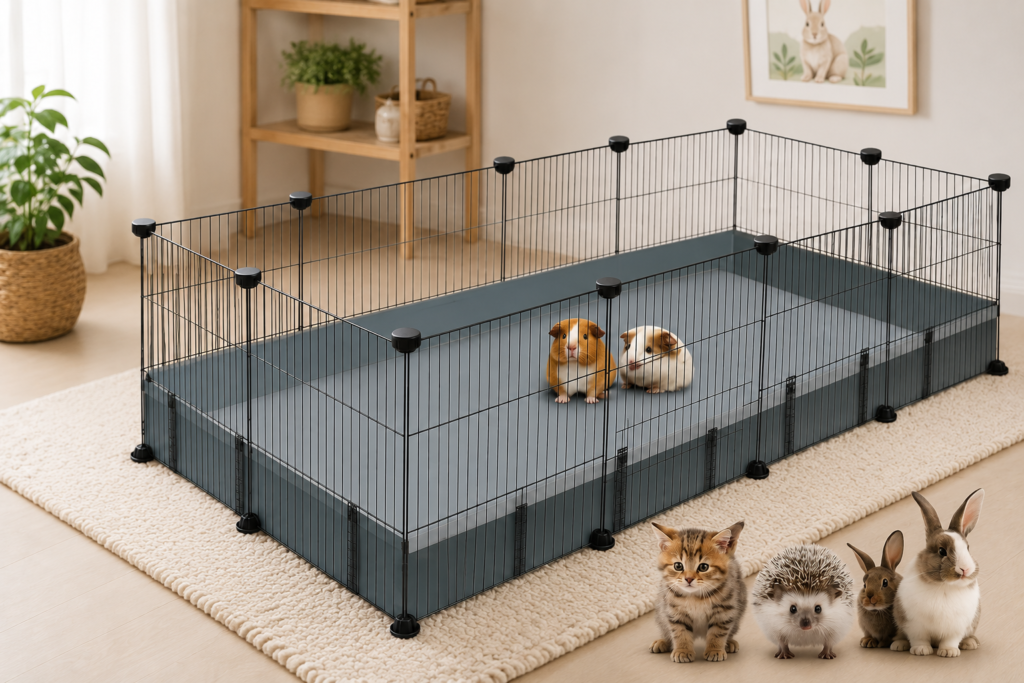 VISCOO 12-panel small animal playpen with waterproof mat, suitable for rabbits and guinea pigs, indoor use